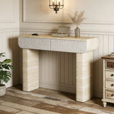 Entryway Table With 2 Hidden Handle Drawers For Entrance - Beige / Yellow