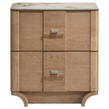 Leanne 2-Drawer Sintered Stone Top Nightstand Light Oak