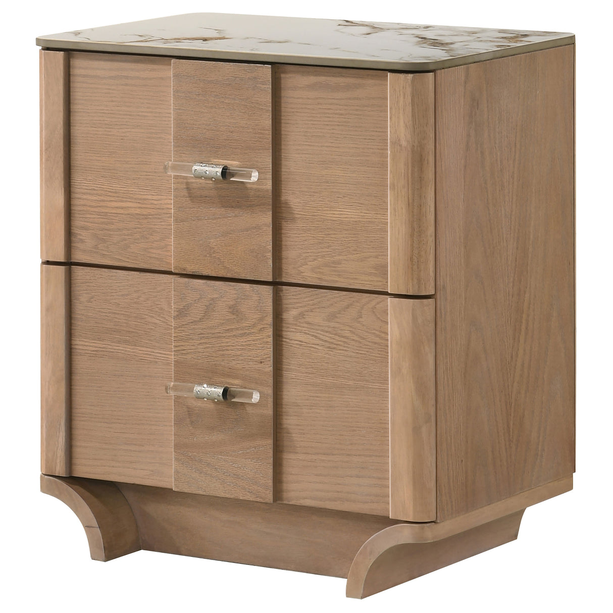 Leanne 2-Drawer Sintered Stone Top Nightstand Light Oak