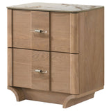 Leanne 2-Drawer Sintered Stone Top Nightstand Light Oak