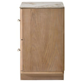 Leanne 2-Drawer Sintered Stone Top Nightstand Light Oak