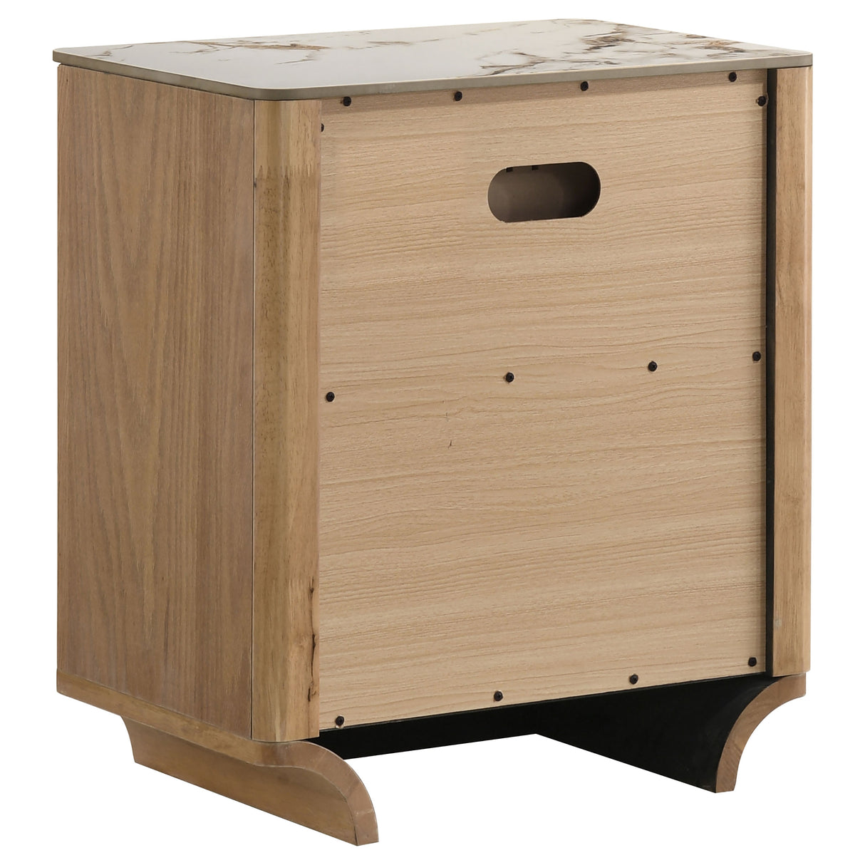 Leanne 2-Drawer Sintered Stone Top Nightstand Light Oak
