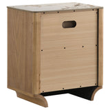 Leanne 2-Drawer Sintered Stone Top Nightstand Light Oak