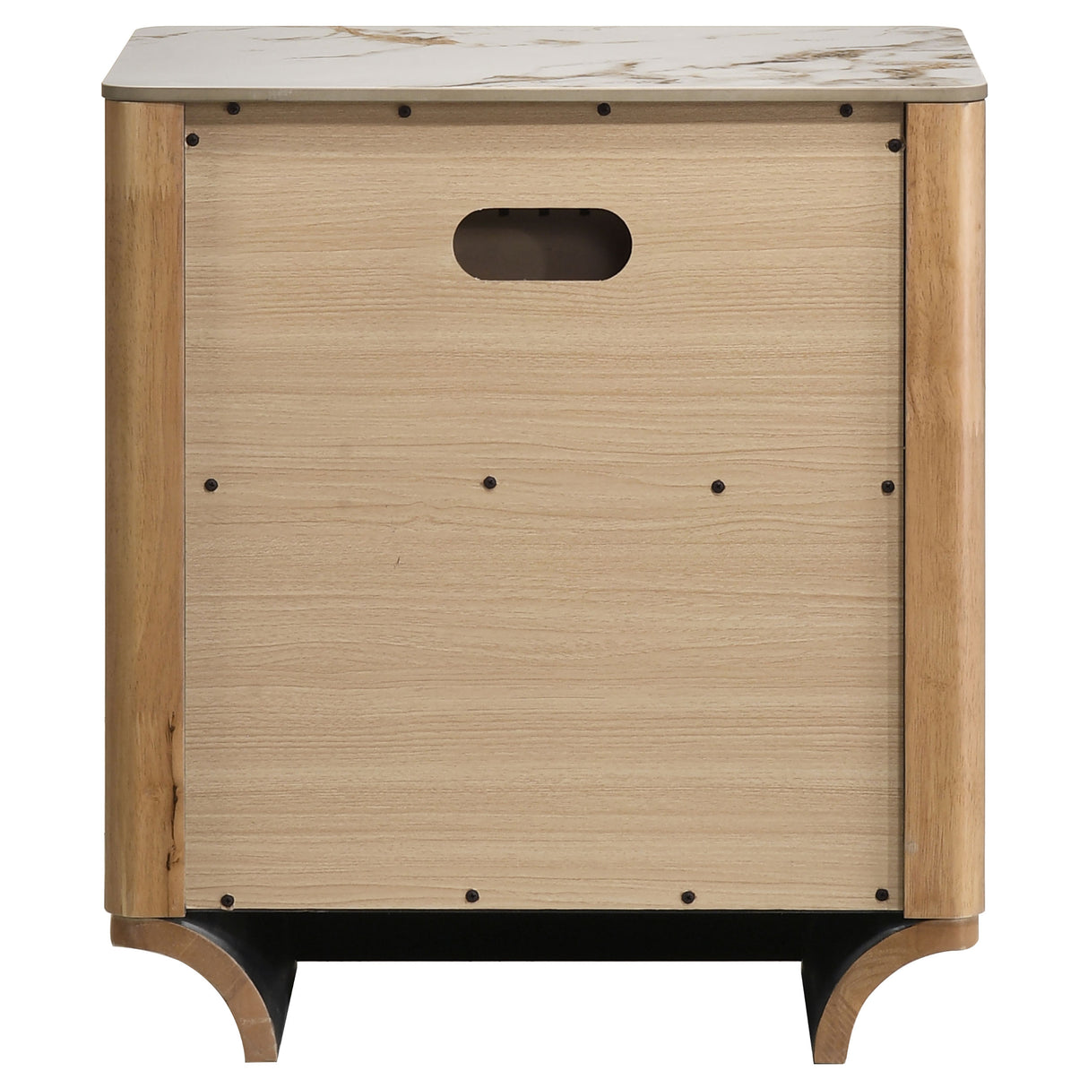 Leanne 2-Drawer Sintered Stone Top Nightstand Light Oak