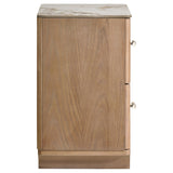 Leanne 2-Drawer Sintered Stone Top Nightstand Light Oak