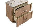 Leanne 2-Drawer Sintered Stone Top Nightstand Light Oak
