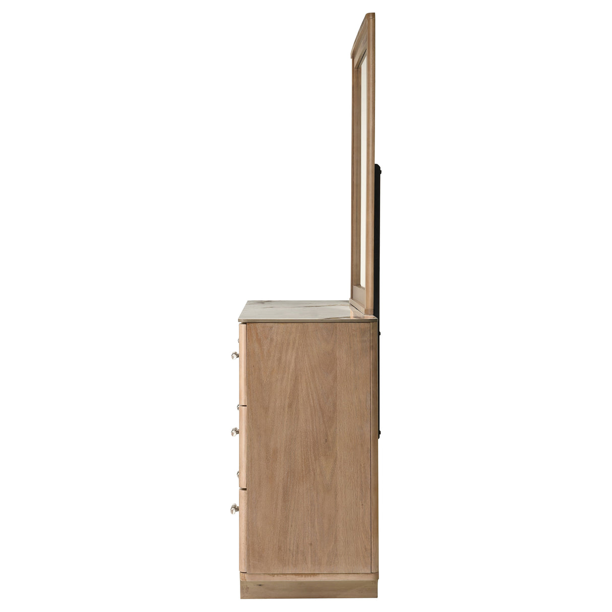 Leanne 6-Drawer Sintered Stone Top Dresser with Mirror, Light Oak