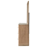 Leanne 6-Drawer Sintered Stone Top Dresser with Mirror, Light Oak