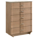 Leanne 5-Drawer Chest with Sintered Stone Top, Light Oak