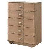 Leanne 5-Drawer Chest with Sintered Stone Top, Light Oak