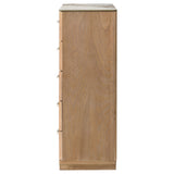 Leanne 5-Drawer Chest with Sintered Stone Top, Light Oak