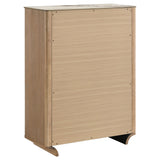 Leanne 5-Drawer Chest with Sintered Stone Top, Light Oak