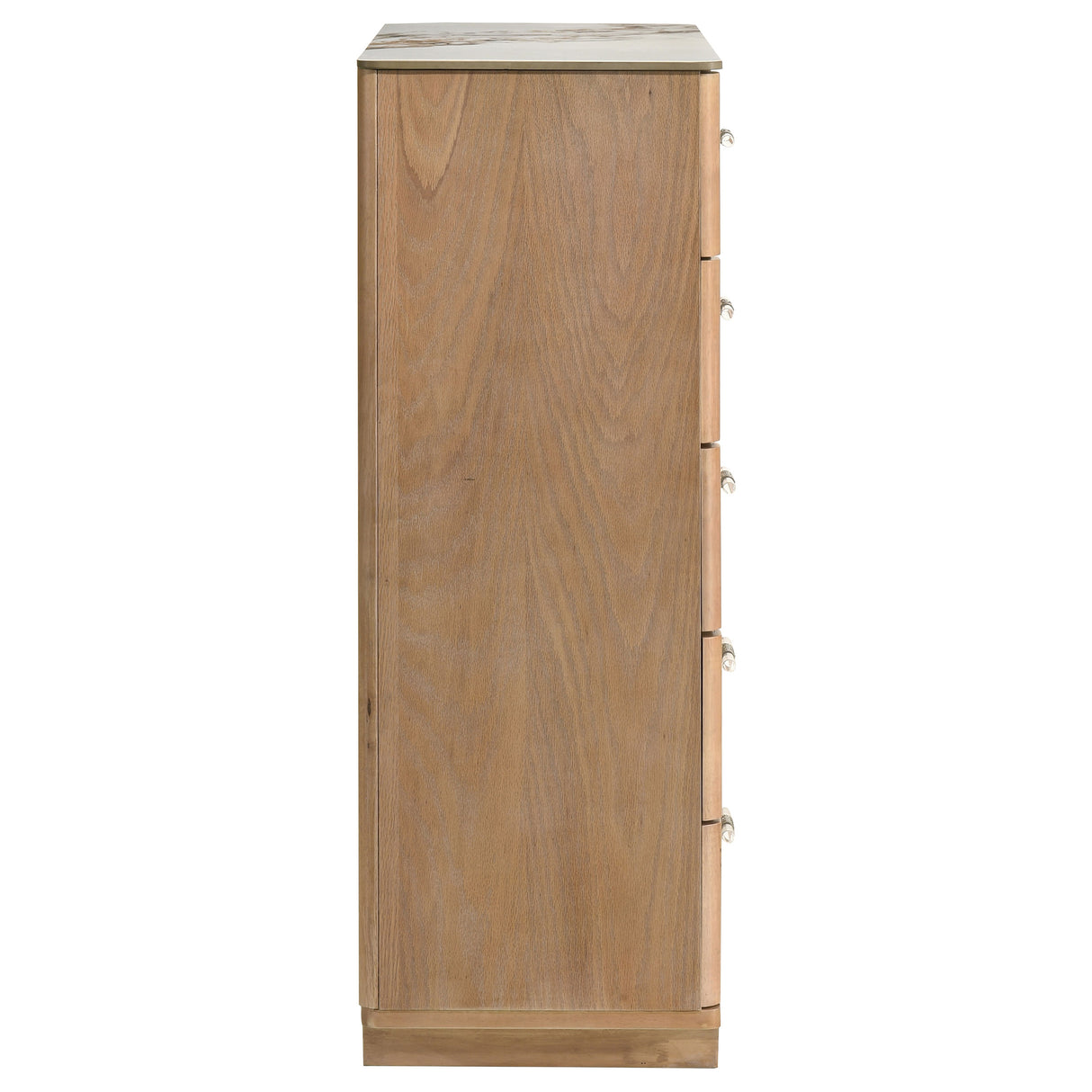 Leanne 5-Drawer Chest with Sintered Stone Top, Light Oak