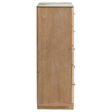 Leanne 5-Drawer Chest with Sintered Stone Top, Light Oak