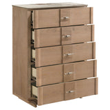 Leanne 5-Drawer Chest with Sintered Stone Top, Light Oak