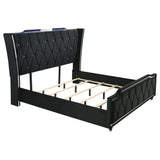 Lorient Eastern King LED Upholstered Bed in Black Velvet