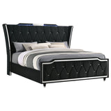 Lorient Eastern King LED Upholstered Bed in Black Velvet