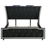 Lorient Eastern King LED Upholstered Bed in Black Velvet