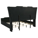 Lorient Eastern King LED Upholstered Bed in Black Velvet