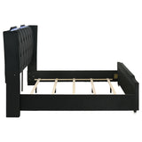 Lorient Eastern King LED Upholstered Bed in Black Velvet