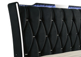 Lorient Eastern King LED Upholstered Bed in Black Velvet