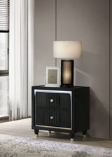 Ravenne 2-Drawer Black Velvet LED Nightstand with USB
