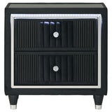 Ravenne 2-Drawer Black Velvet LED Nightstand with USB