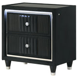Ravenne 2-Drawer Black Velvet LED Nightstand with USB