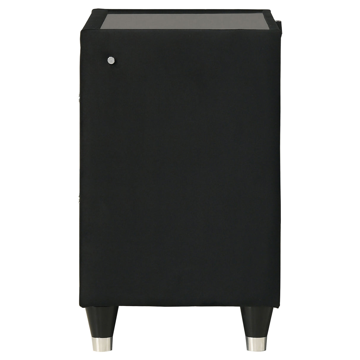 Ravenne 2-Drawer Black Velvet LED Nightstand with USB