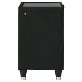 Ravenne 2-Drawer Black Velvet LED Nightstand with USB