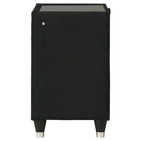 Ravenne 2-Drawer Black Velvet LED Nightstand with USB