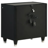 Ravenne 2-Drawer Black Velvet LED Nightstand with USB