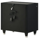 Ravenne 2-Drawer Black Velvet LED Nightstand with USB