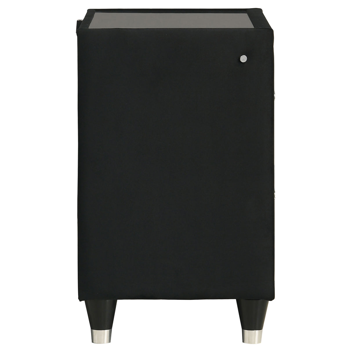 Ravenne 2-Drawer Black Velvet LED Nightstand with USB