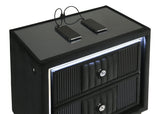Ravenne 2-Drawer Black Velvet LED Nightstand with USB