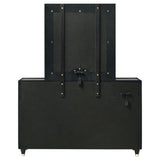 Ravenne 8-Drawer Velvet Upholstered LED Dresser and Mirror, Black