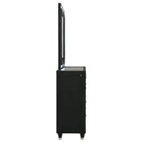 Ravenne 8-Drawer Velvet Upholstered LED Dresser and Mirror, Black