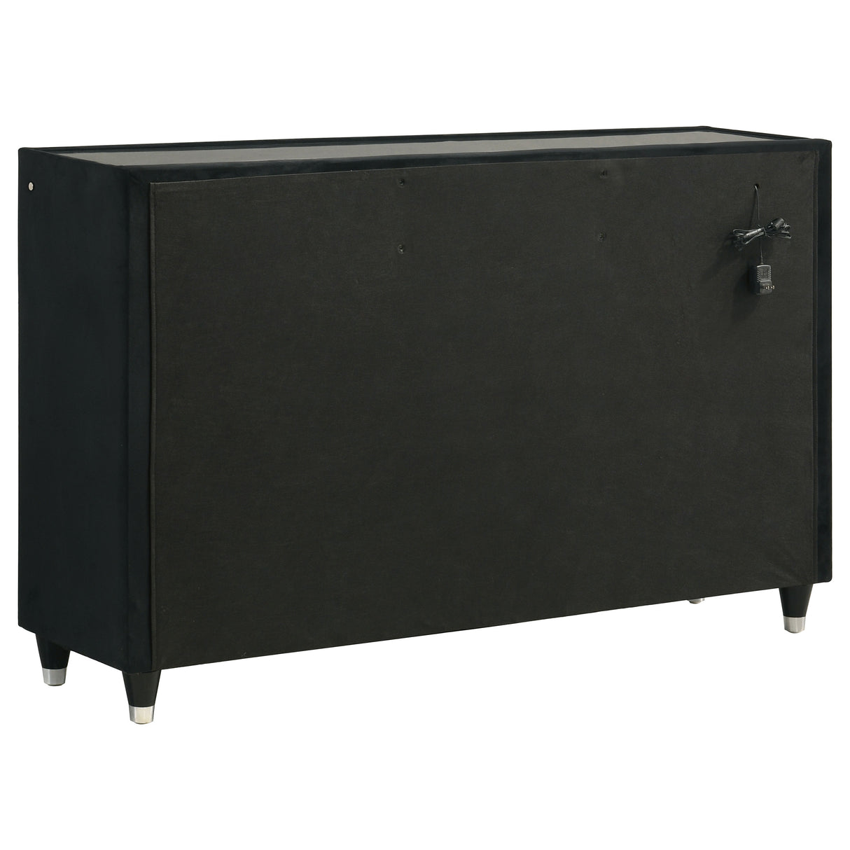 Ravenne 8-Drawer Black Velvet LED Dresser Cabinet