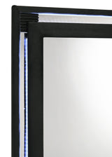 Ravenne Velvet Upholstered LED Dresser Mirror, Black