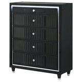 Ravenne 5-Drawer Velvet Upholstered LED Chest - Black