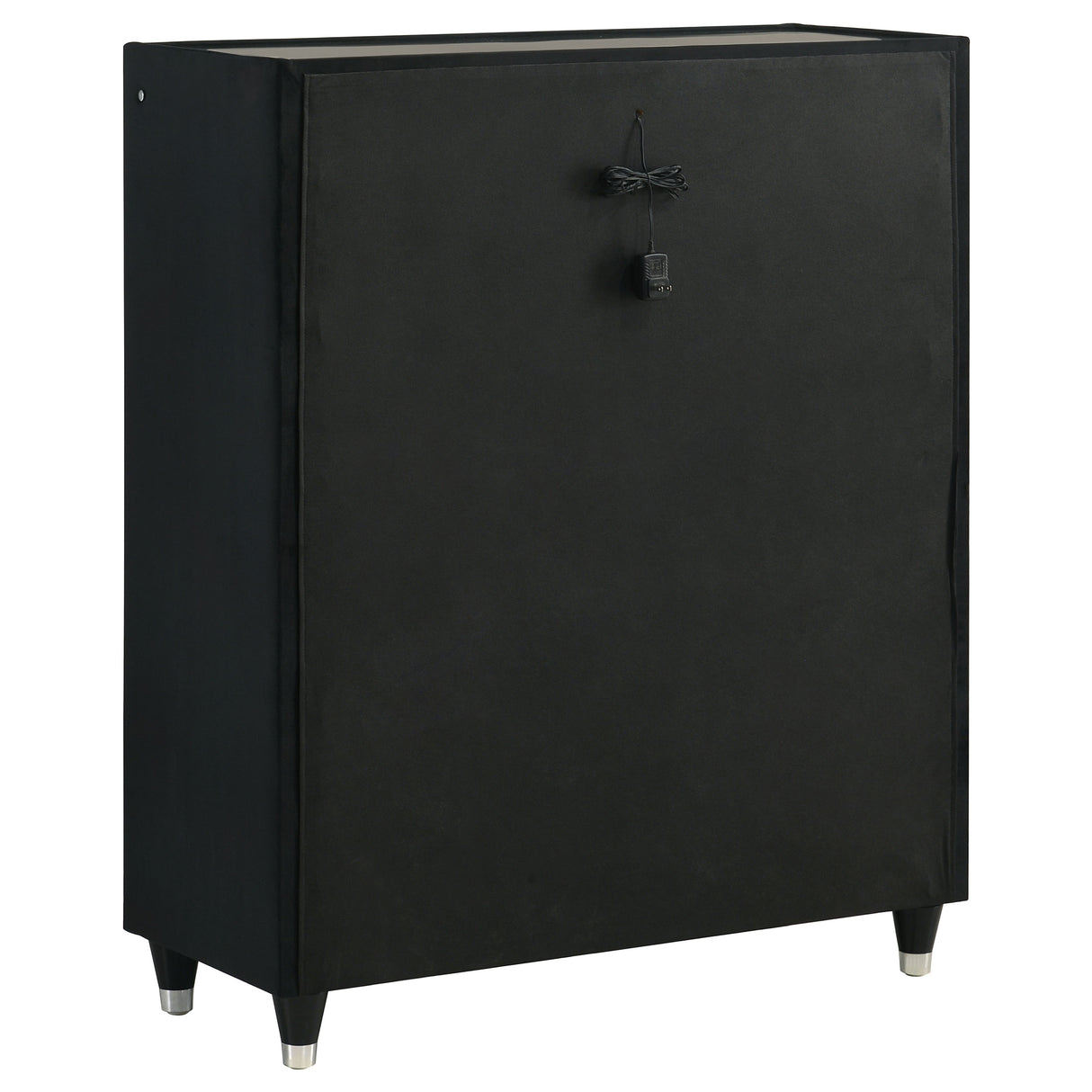 Ravenne 5-Drawer Velvet Upholstered LED Chest - Black