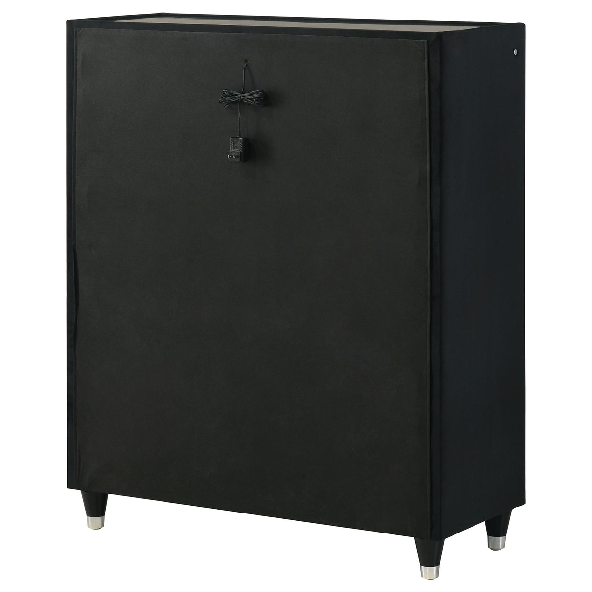 Ravenne 5-Drawer Velvet Upholstered LED Chest - Black