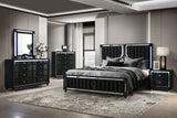 Ravenne 5-Drawer Velvet Upholstered LED Chest - Black