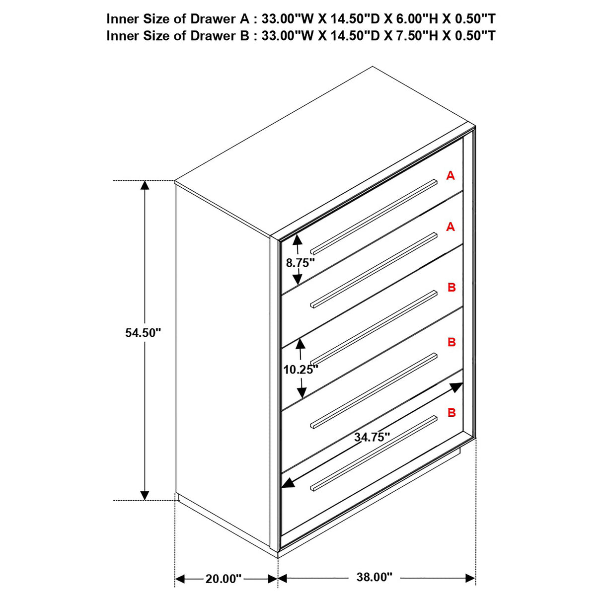 Durango 5-Drawer Bedroom Chest in Smoked Peppercorn