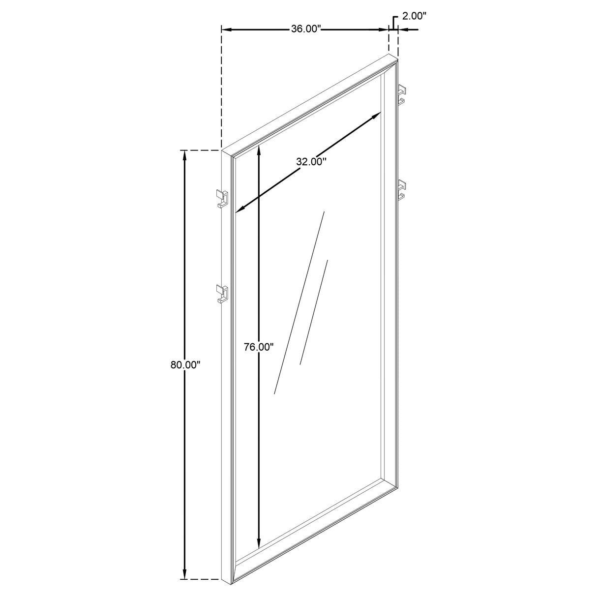 Durango 80-Inch Standing Floor Mirror in Washed Oak