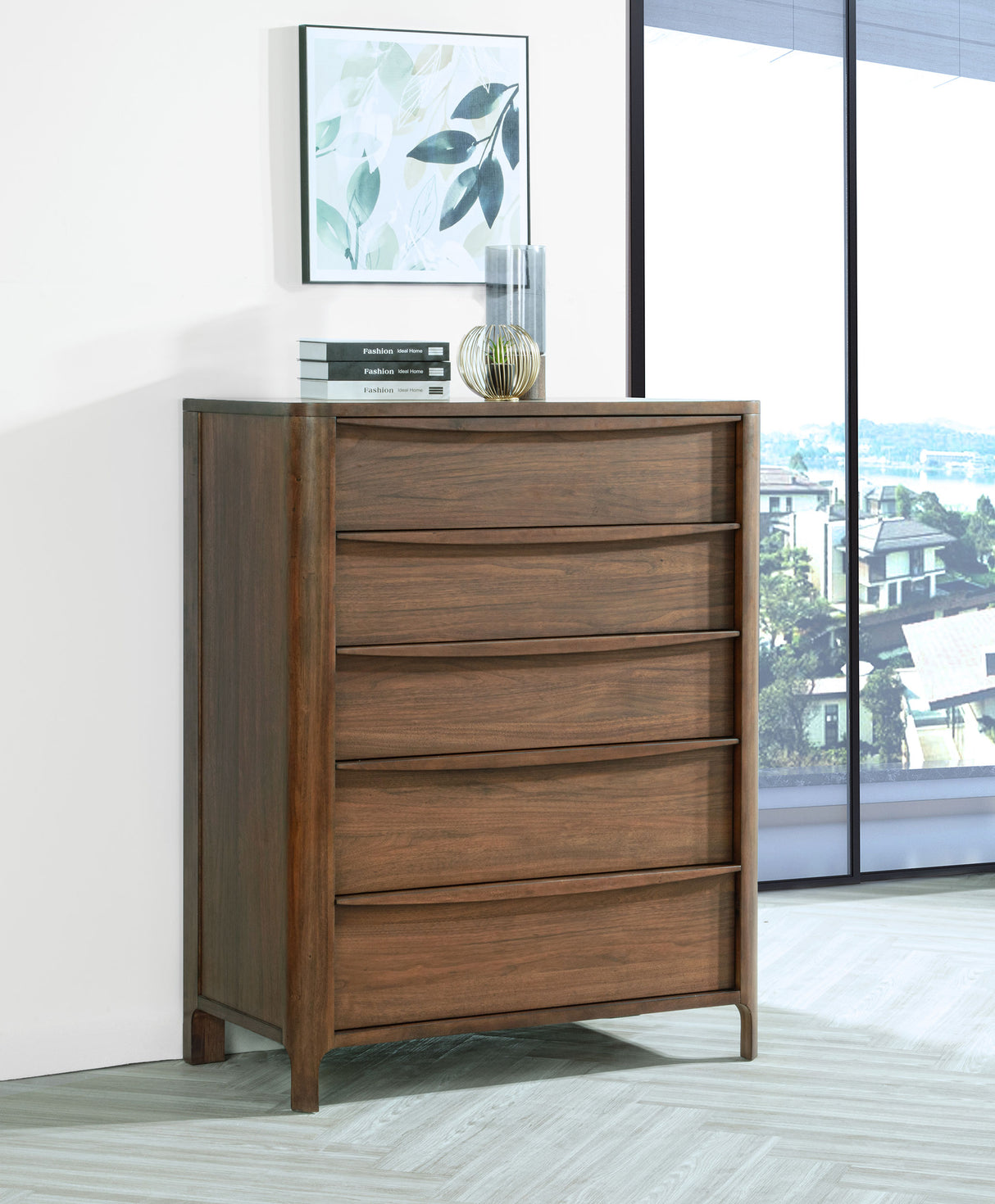 Maderia 5-Drawer Chest of Drawers Walnut