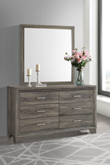 Wright 6-Drawer Dresser and Mirror in Brown Oak