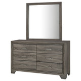 Wright 6-Drawer Dresser and Mirror in Brown Oak