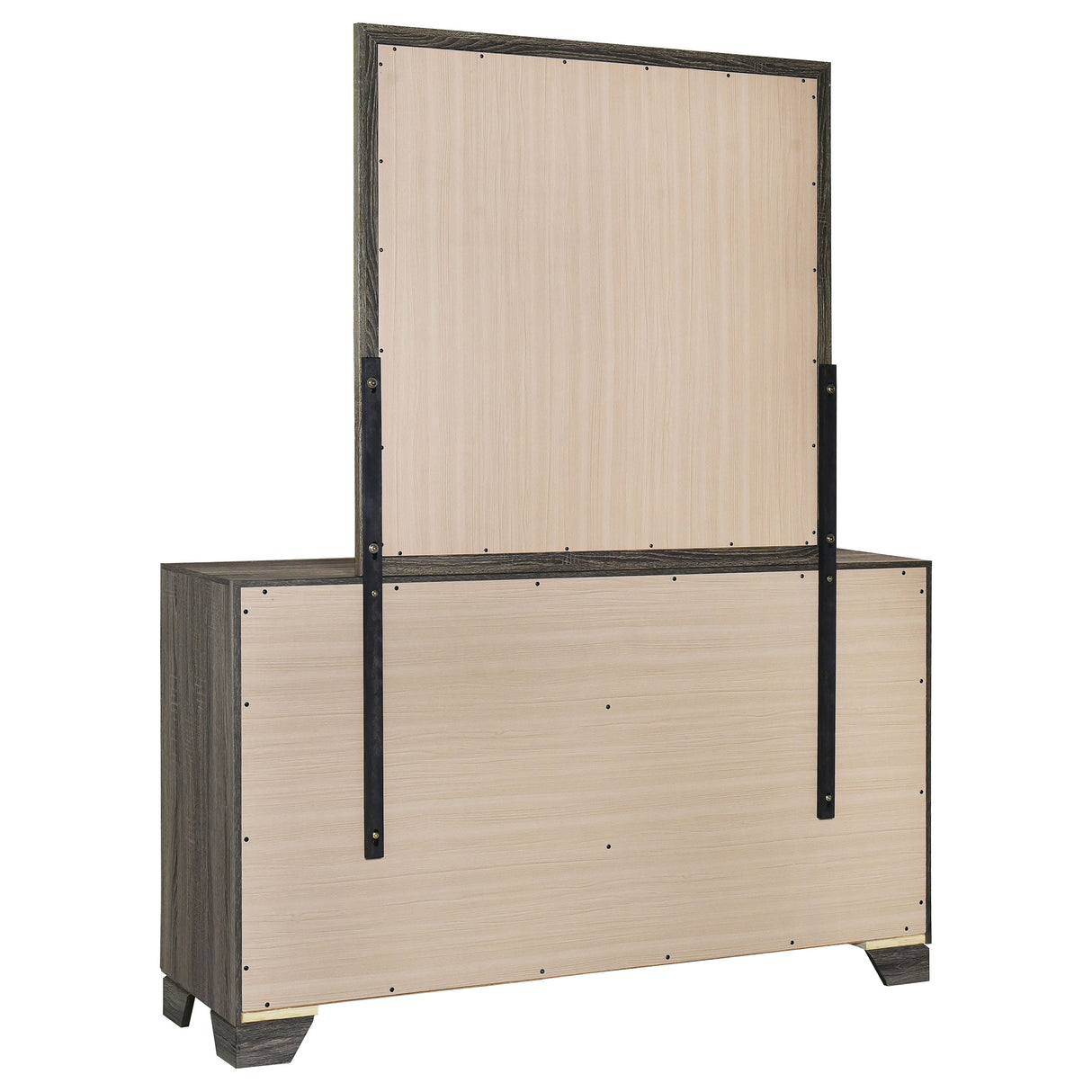 Wright 6-Drawer Dresser and Mirror in Brown Oak