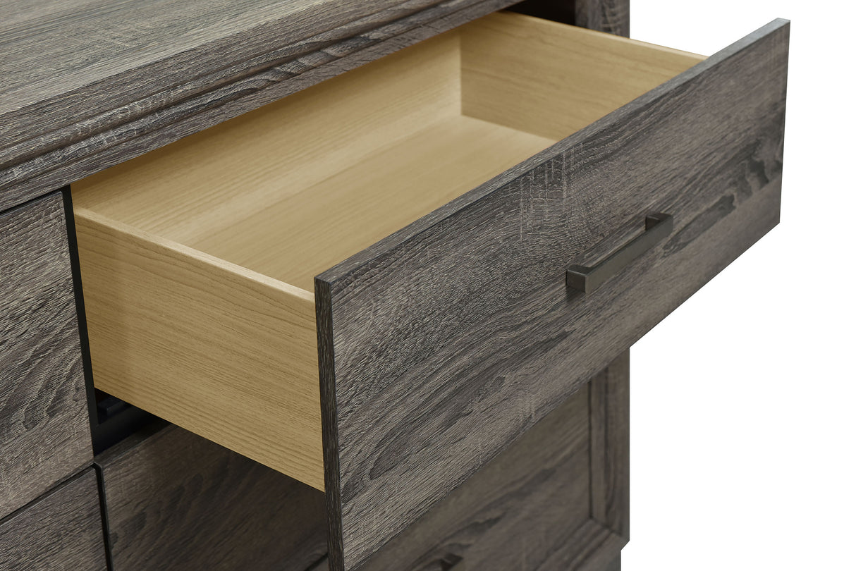 Wright 6-Drawer Dresser and Mirror in Brown Oak